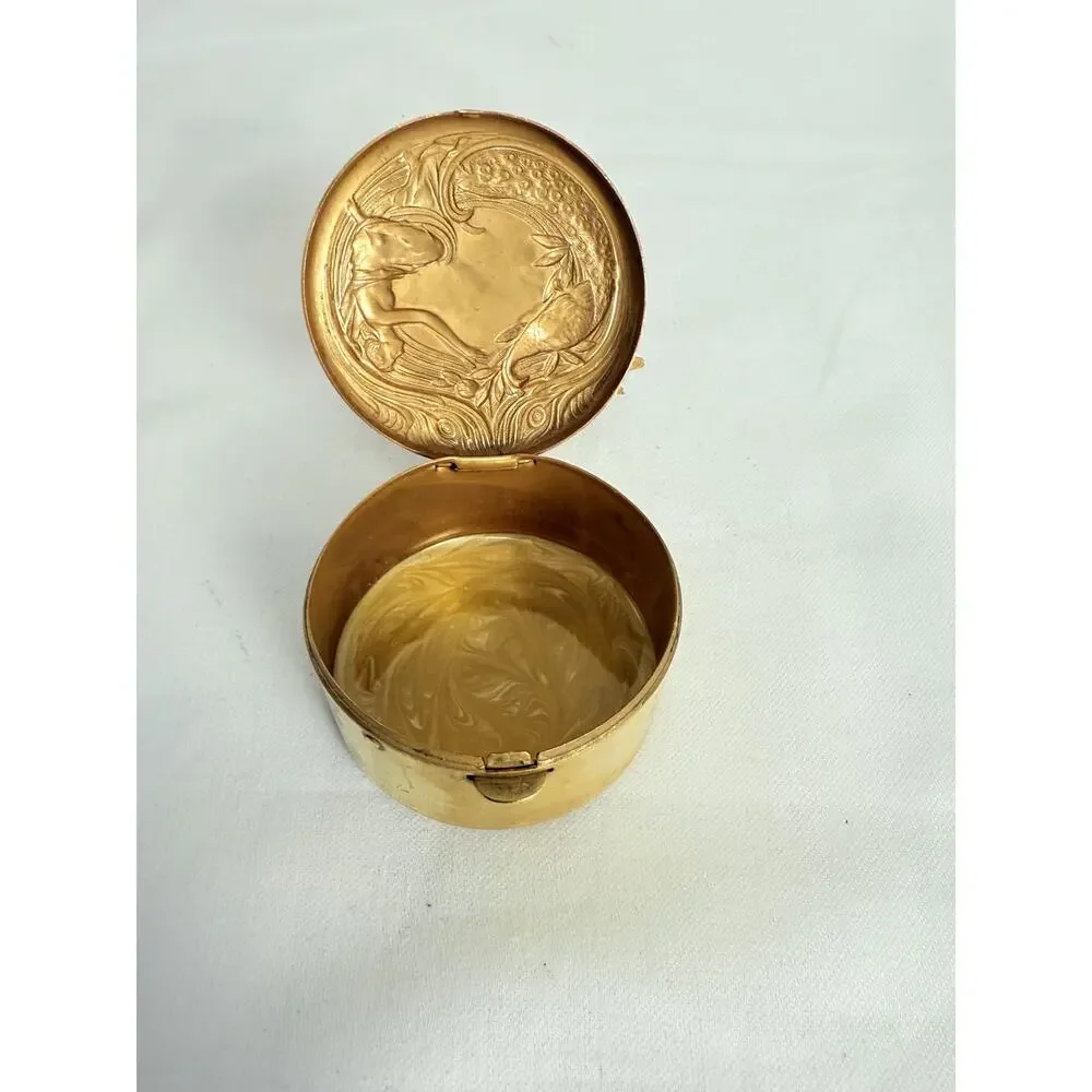 Kirks Folly Multicolor Ornate GoldTone Floral Art Nouveau Style Trinket Box